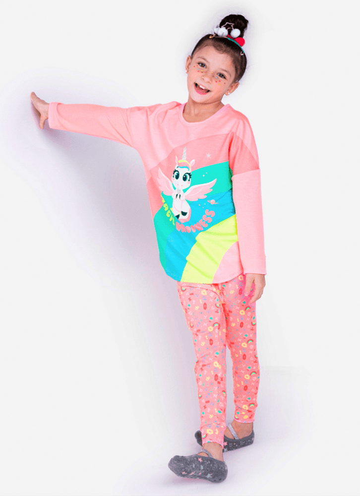 Pijama Manga Longa Viscolycra Premium Menina Unicórnio - Puket Mobile