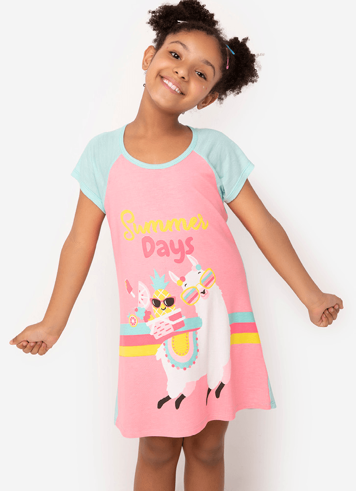 Camisola Manga Curta Menina Teen Viscolycra Lhama - Puket Mobile