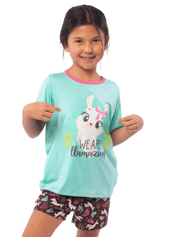Pijama Manga Curta Viscolycra Menina Lhama - puket