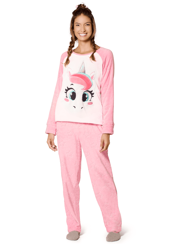 Pijama Feminino Manga Longa Soft Unicórnio - Puket Mobile