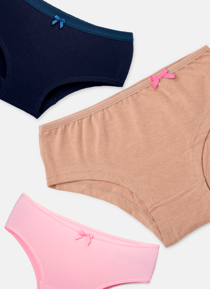 Kit com 3 Calcinhas Algodão Menina Teen Básica