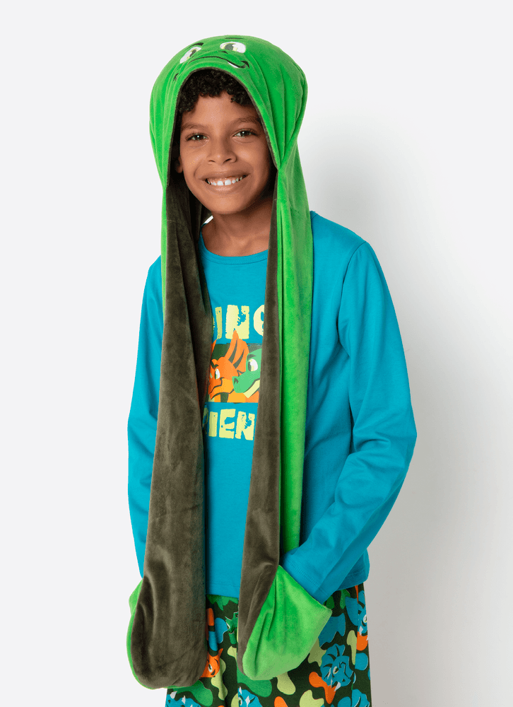 Gorro com Cachecol Menino Teen Dino Trio