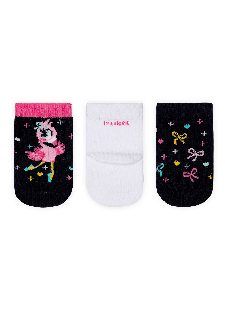 Kit com 3 meias Bebê Soquete Flamingo