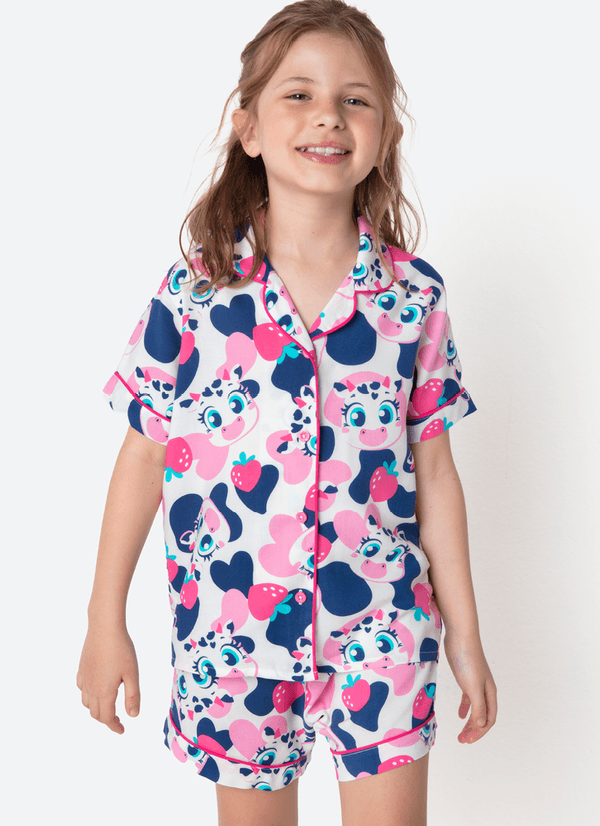 Pijama Manga Curta Viscose Menina Vaca Romântica 4