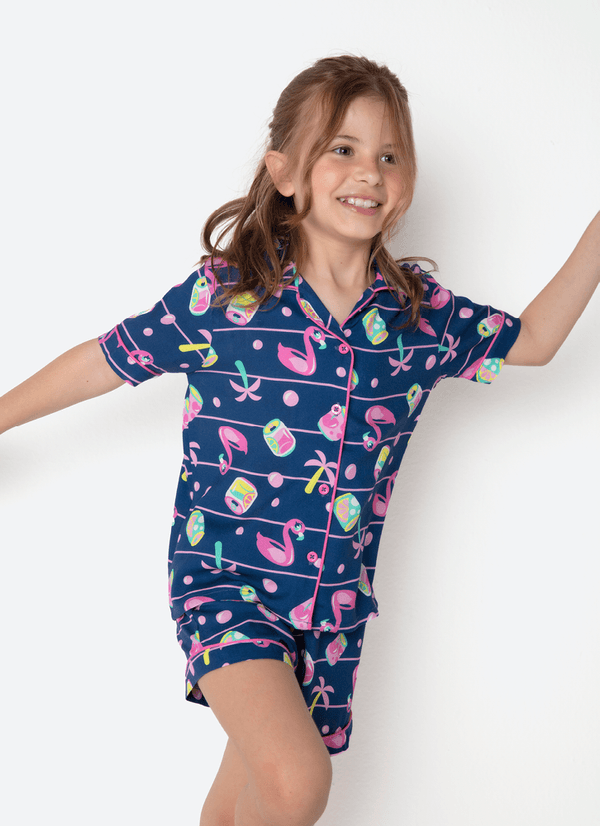 Pijama Manga Curta Viscose Menina Panda Miami 6