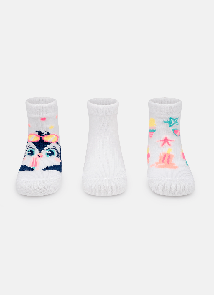Kit com 3 meias Bebê Menina Pinguim