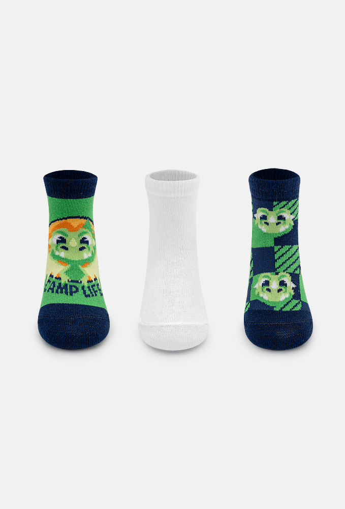 Kit com 3 meias Bebê Menino Dragão Camping