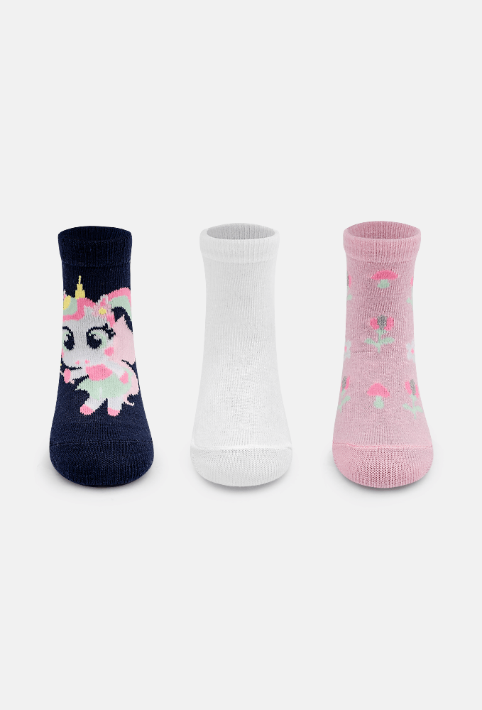 Kit com 3 meias Bebê Menina Unicórnio Encantado