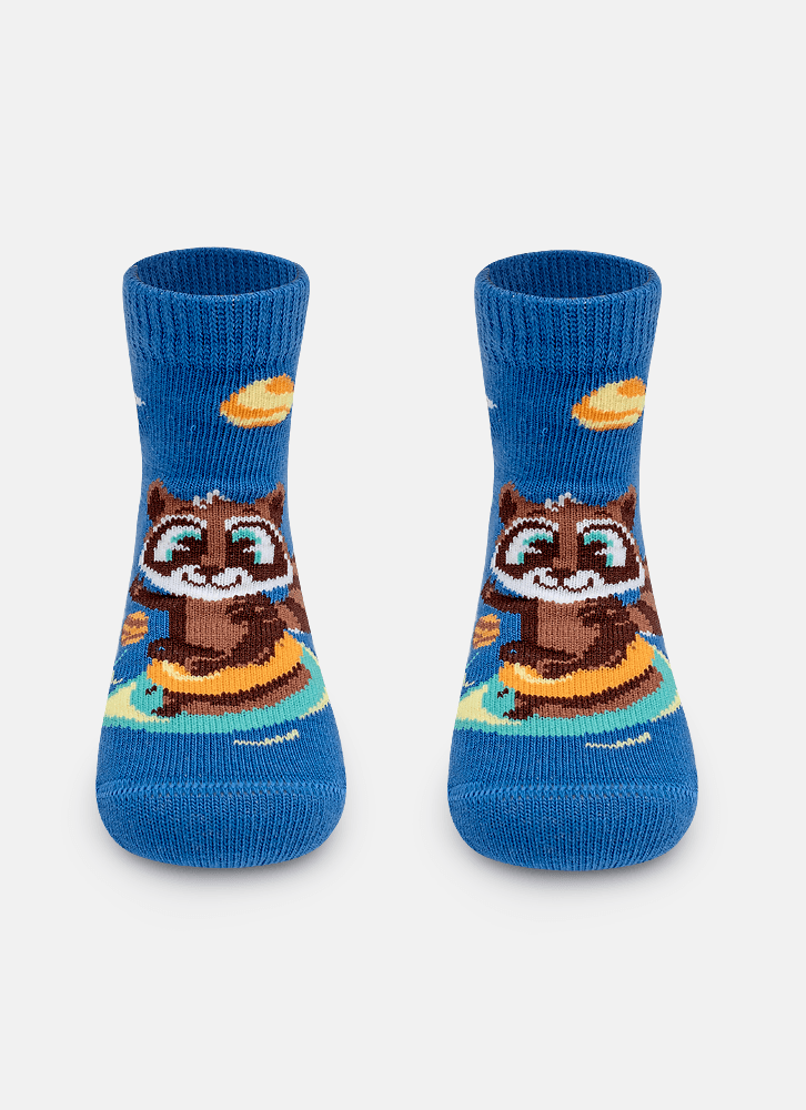 Meia Soquete Bebê Menino Guaxinim Chocolate