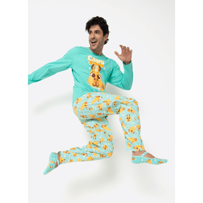 Pijama Manga Longa Algodão Masculino Capivara Vibes