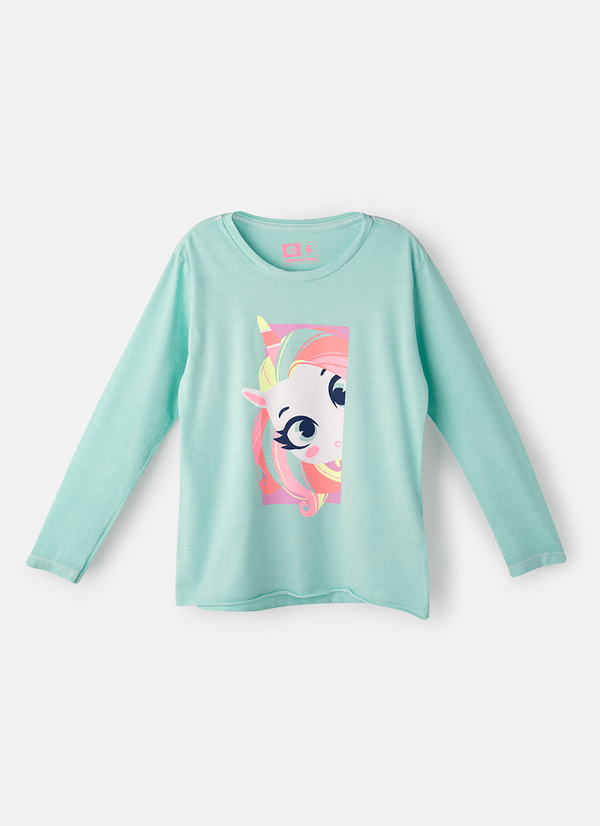 Camiseta Manga Longa Algodão Menina Unicórnio Shine 6