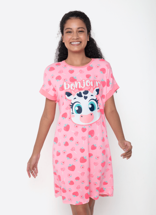 Camisola Manga Curta Viscolycra Feminino Vaca Romântica M
