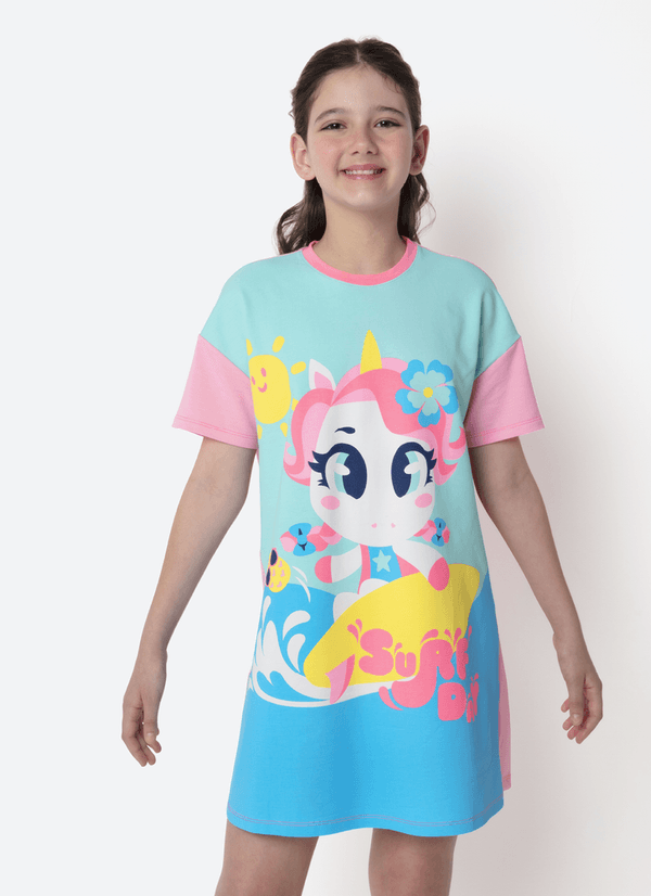 Camisola Manga Curta Viscolycra Menina Teen Unicórnio Aloha 10