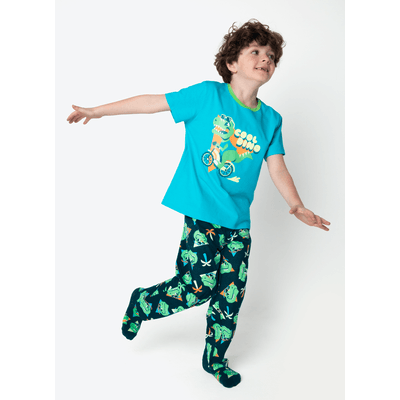 Pijama Manga Curta Algodão Menino Dino Miami