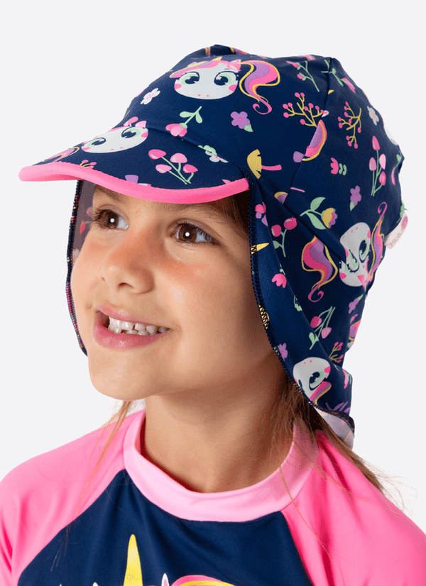 Chapéu Com Proteção Solar Menina Unicórnio Encantado 2A4