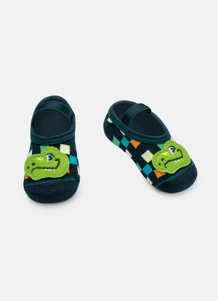 Meia Sapatilha Bebê Menino Aplique Dino Miami