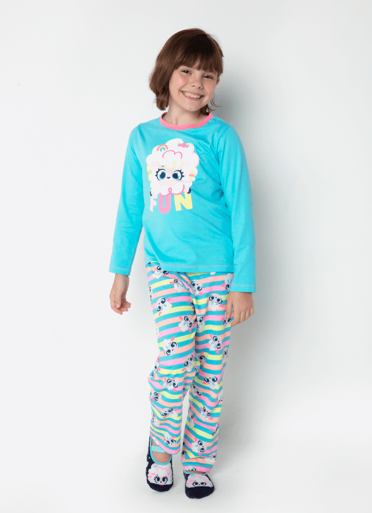 Pijama Manga Longa Algodão Menina Ovelha