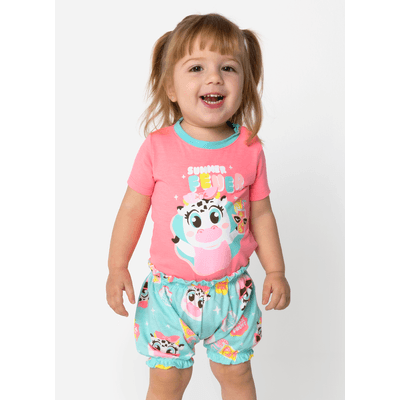 Pijama Manga Curta Viscolycra Bebê Menina Vaca Summer