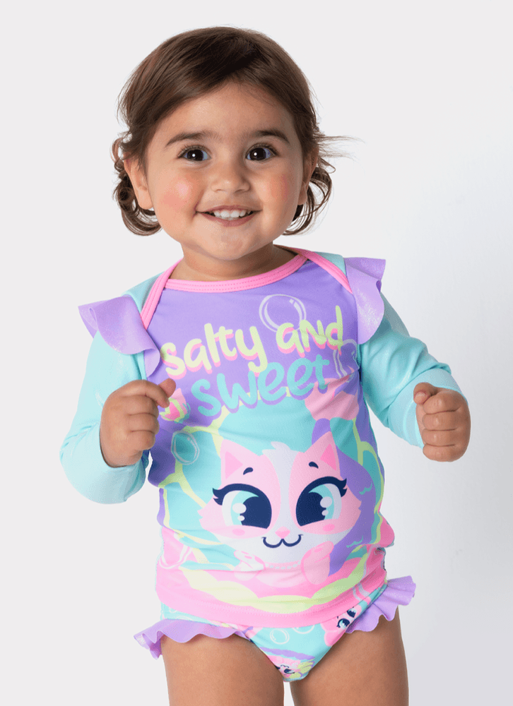 Conjunto Camiseta e Calcinha Bebê Menina Gata Sereia