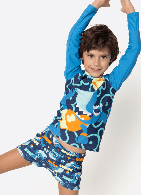 Camiseta Com Proteção Solar Menino Tubarão Futevôlei 8