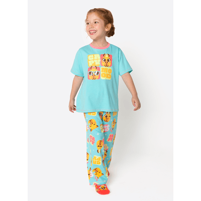 Pijama Manga Curta Algodão Menina Capy Bora