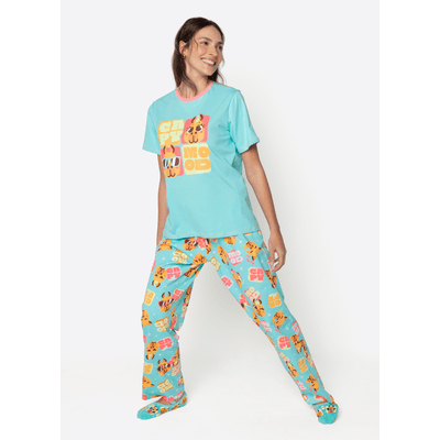 Pijama Manga Curta Algodão Feminino Capy Bora