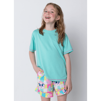 Pijama Manga Curta Viscolycra Menina Teen Preguiça Picnic
