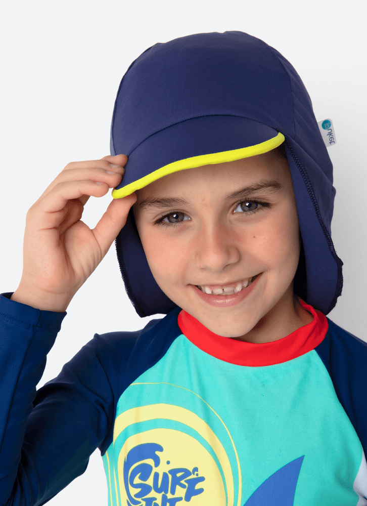 Chapéu Com Proteção Solar Menino Color Block Azul