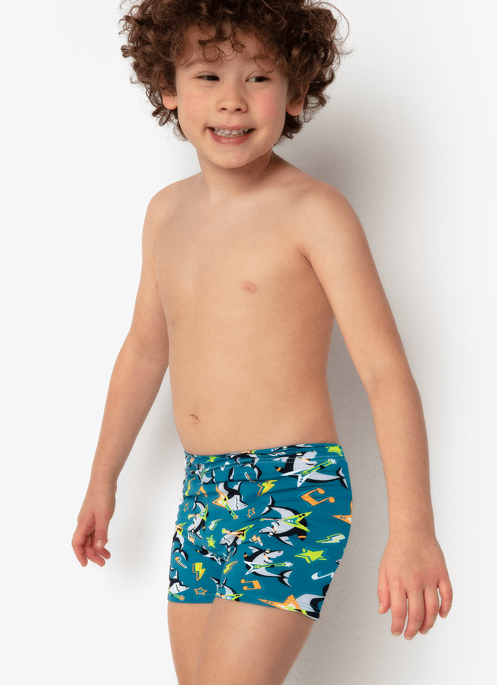 Sunga Boxer Bebê Menino Tubarão Rockstar