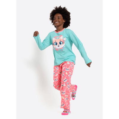 Pijama Manga Longa Algodão Menina Teen Raposa Confeiteira