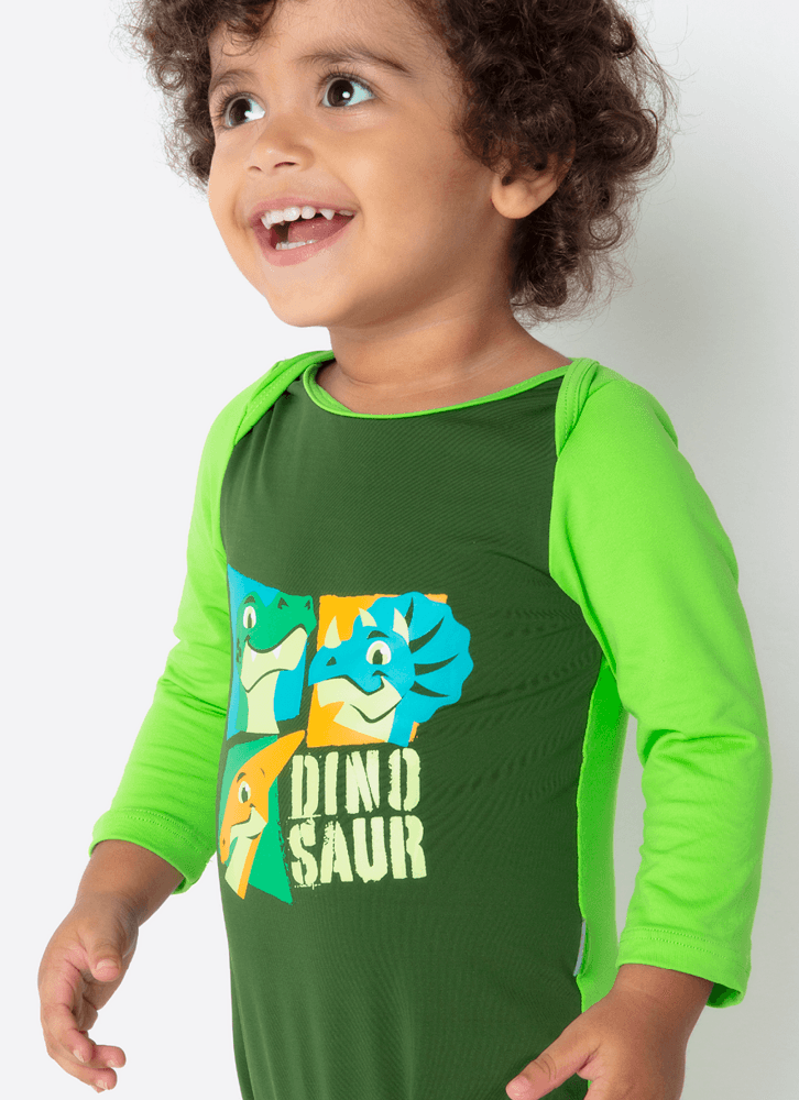Macacão Manga Longa Microfibra Bebê Menino Dino Trio