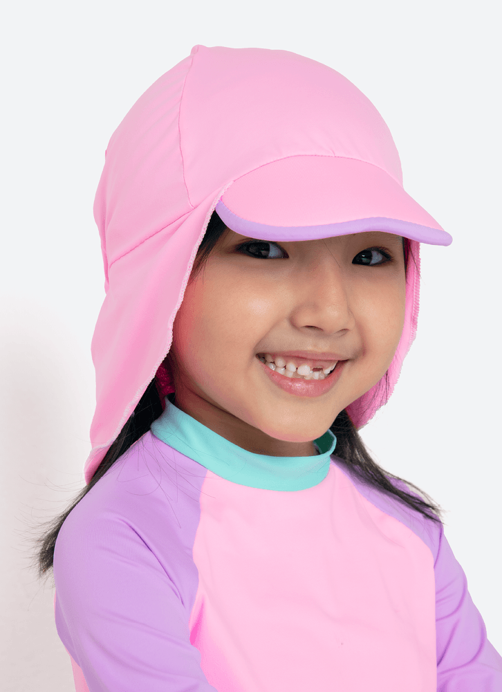 Chapéu com Proteção Solar Menina Color Block Rosa