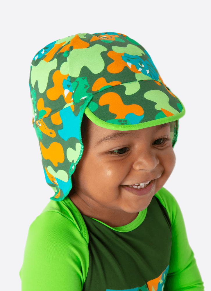Chapéu com Proteção Solar Bebê Menino Dino Trio