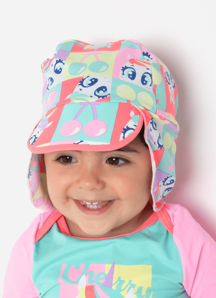 Chapéu com Proteção Solar Bebê Menina Unicórnio Cherry