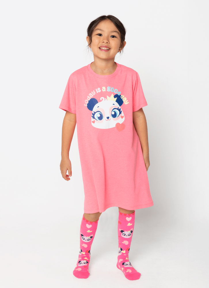 Camisola Manga Curta Menina Panda Romântico