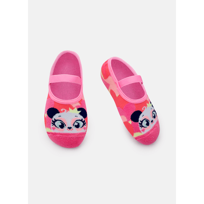 Meia Sapatilha Antiderrapante Menina Panda Romântico