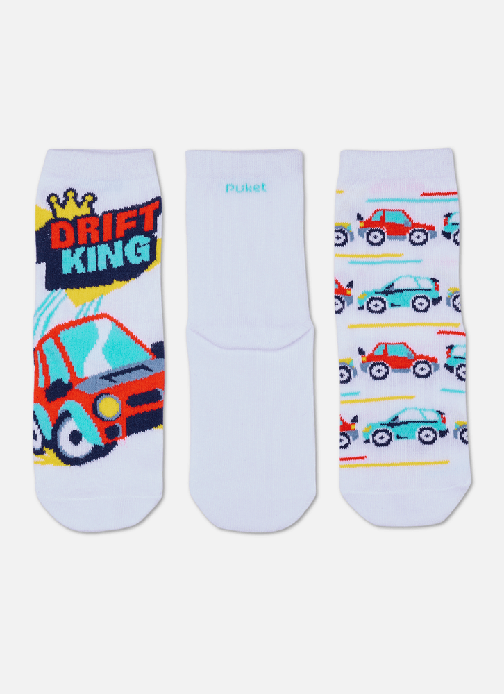 Kit com 3 meias Menino Carros