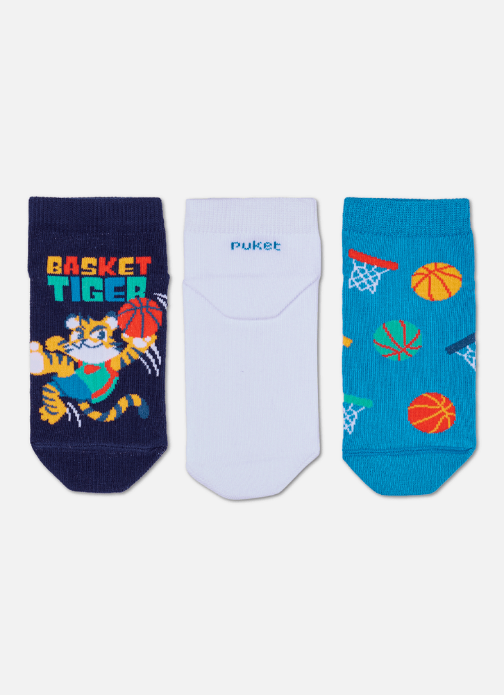 Kit com 3 meias Menino Tigre