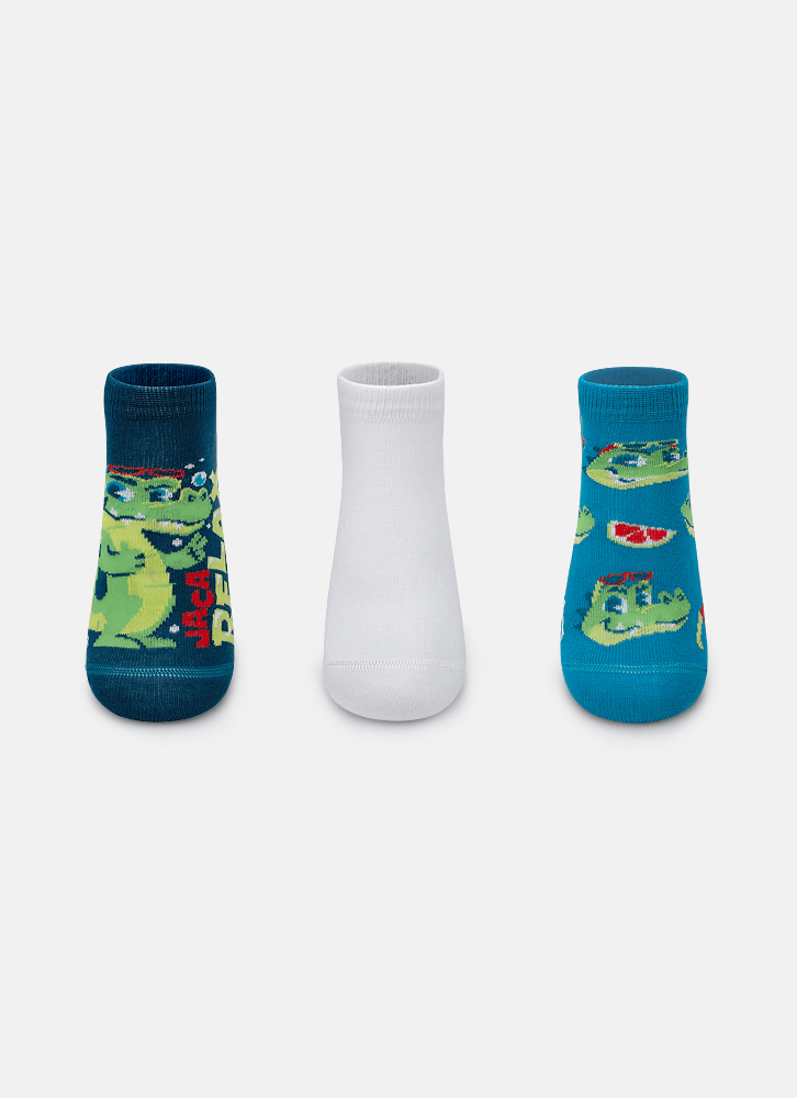 Kit com 3 Meias Cano Curto Menino Jacaré Relax