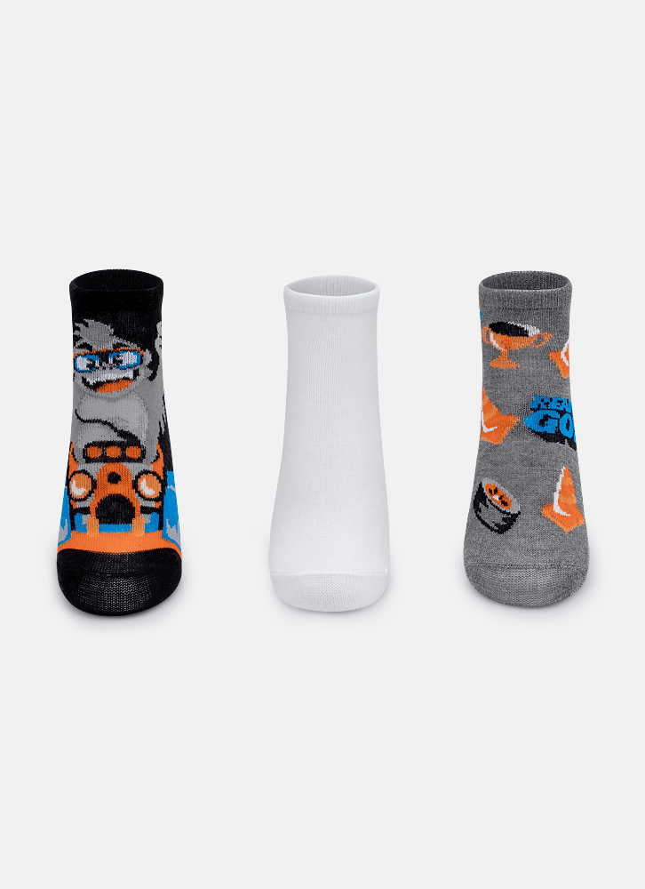 Kit com 3 meias Menino Gorila Racing
