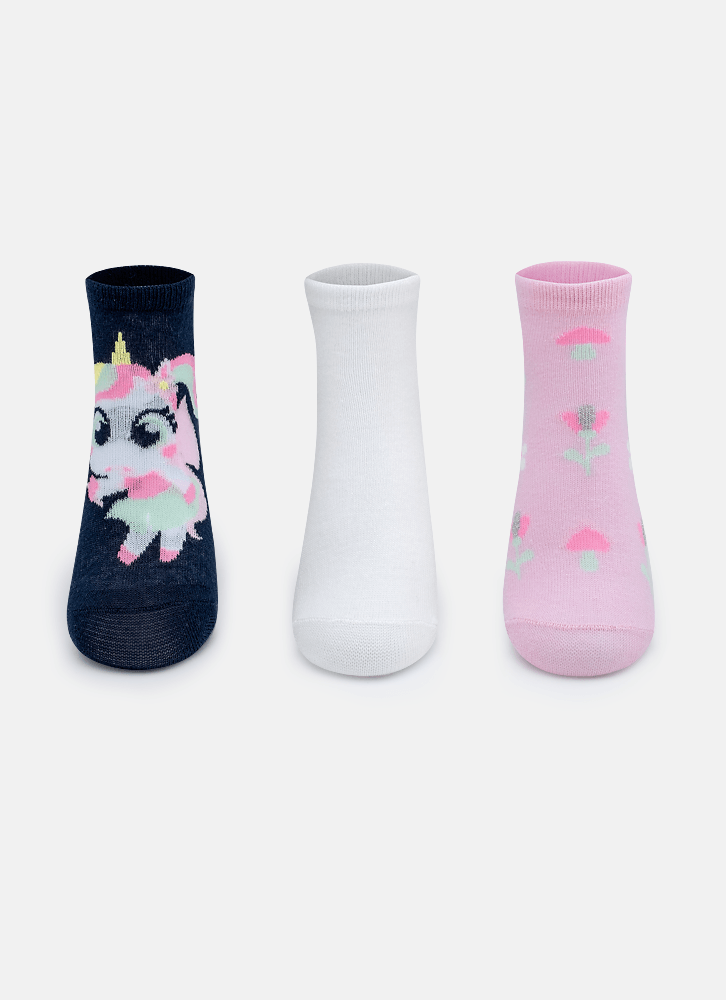 Kit com 3 meias Menina Unicórnio Encantado