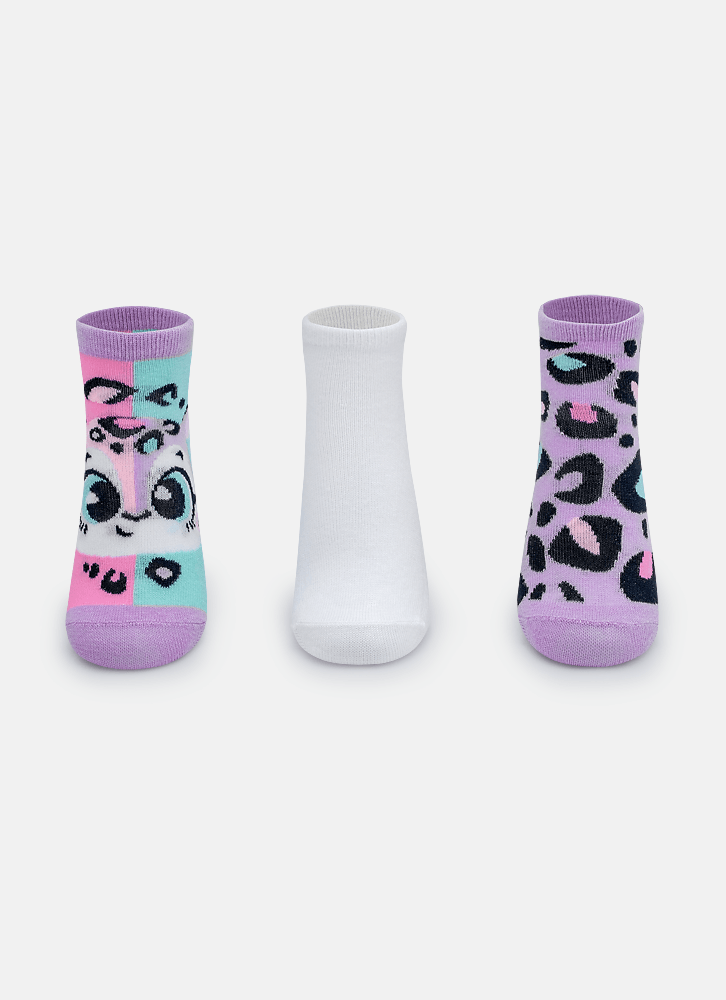 Kit com 3 meias Menina Onça
