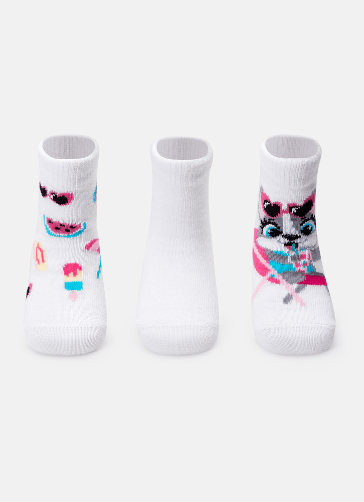 Kit com 3 Meias Soquete Bebê Menina Cachorro