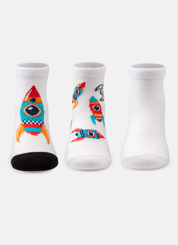 Kit com 3 Meias Bebê Menino Espacial