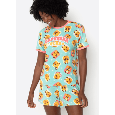 Pijama Manga Curta Viscolycra Feminino Capy Bora
