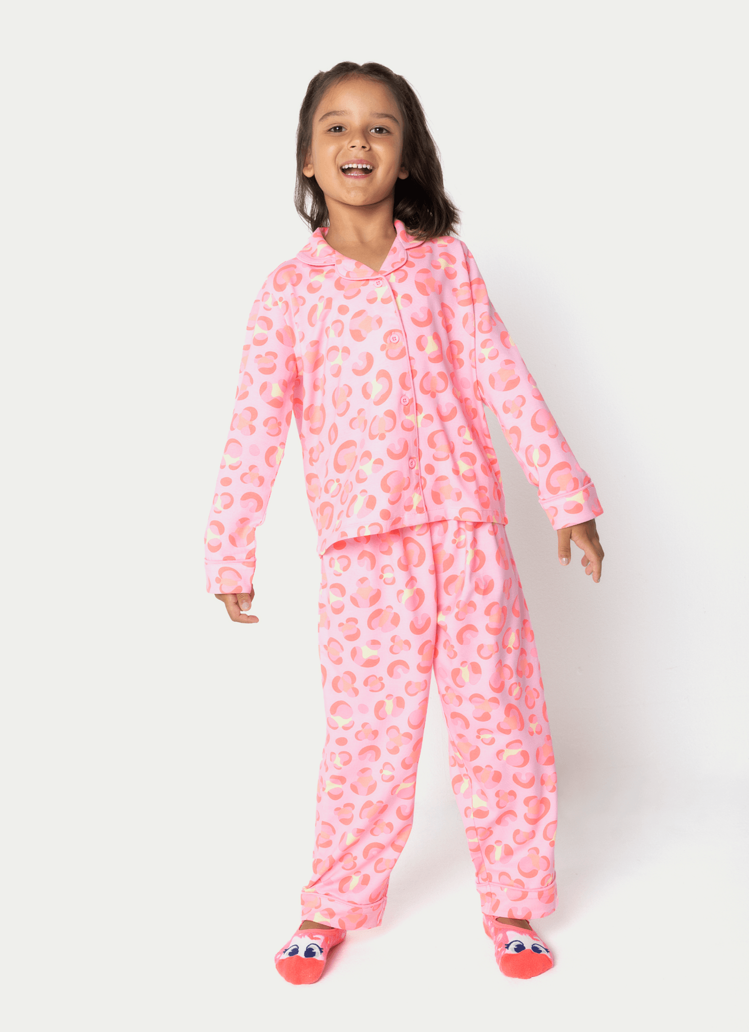 Pijama Manga Longa Viscose Menina Gata Cereja