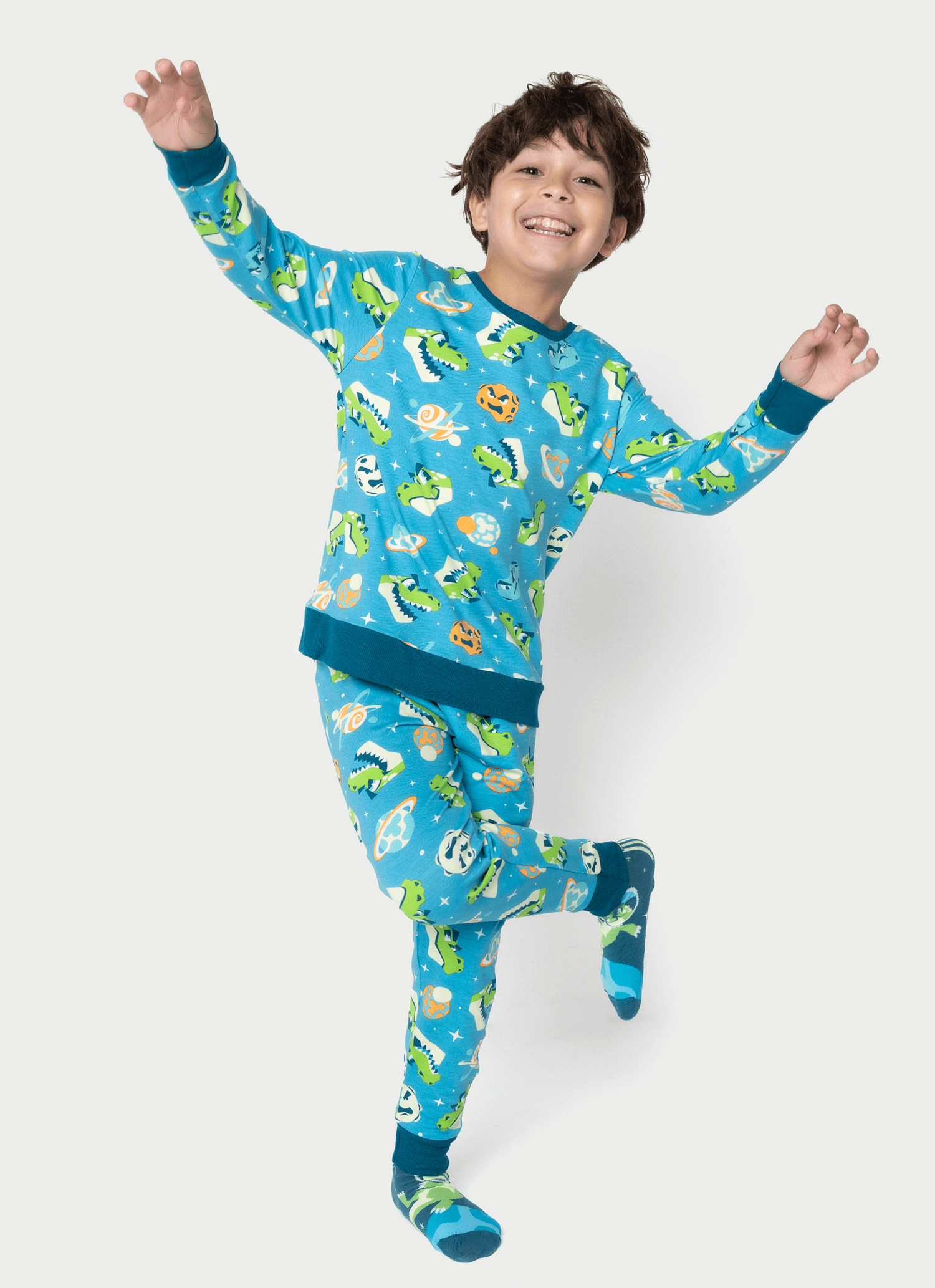 Pijama Manga Longa Ultra Visco Menino Dino Astronauta