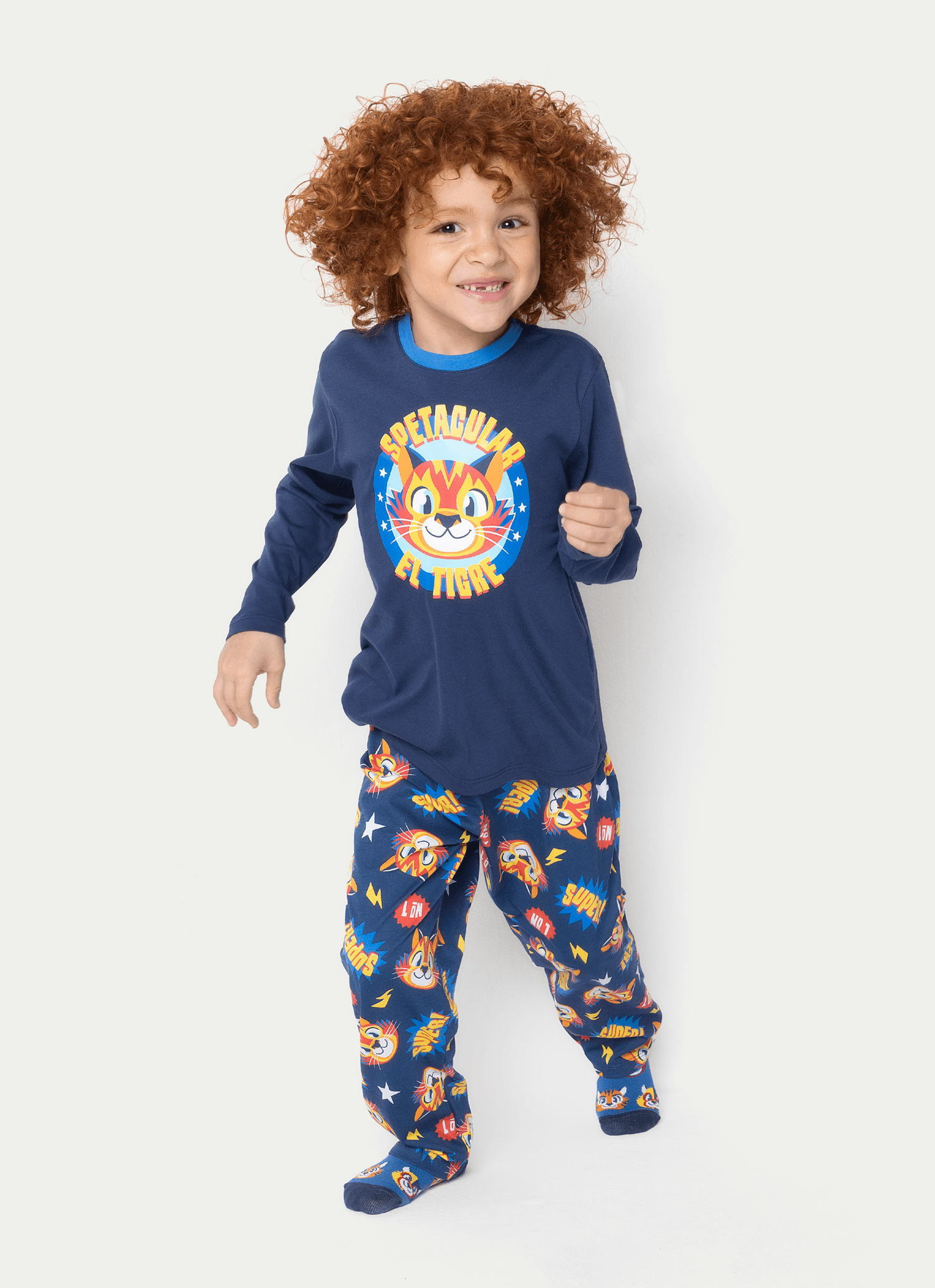 Pijama Manga Longa Algodão Menino Tigre Lucha
