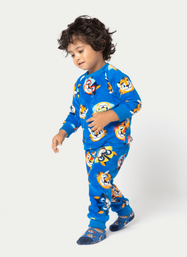 Pijama Manga Longa Soft Bebê Menino Tigre Lucha 3 A 6 MESES