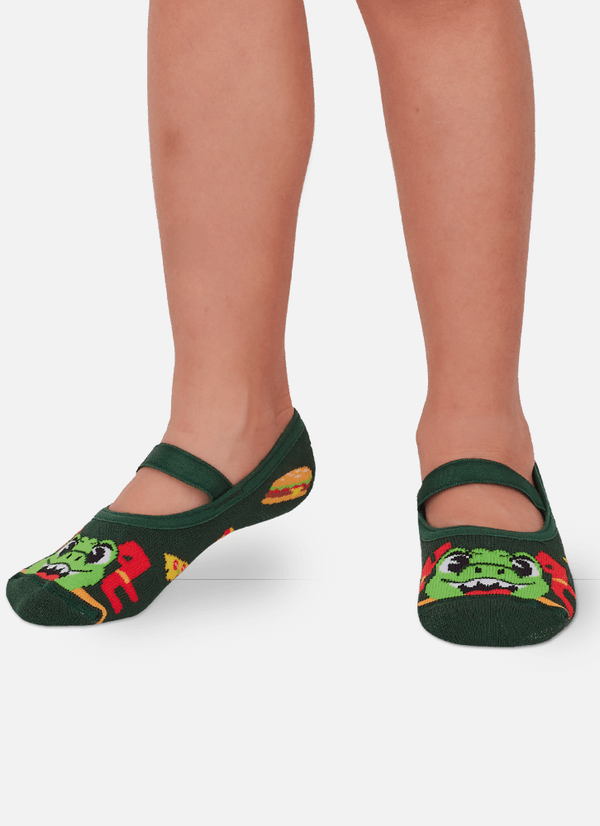 Meia Sapatilha Antiderrapante Menino Dino Food 28 A 33